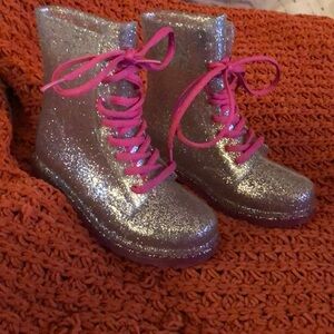 Girls Pink & glitter “jelly” style boots